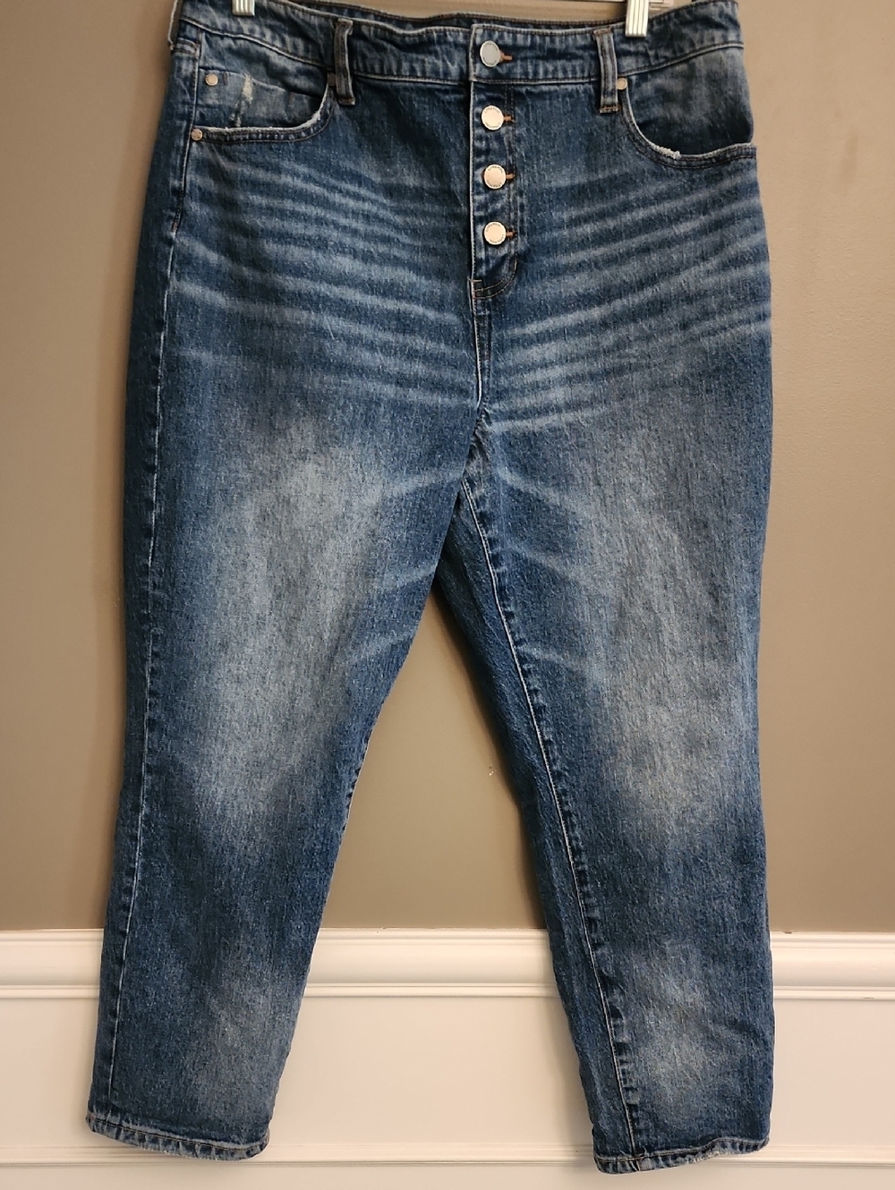 Liverpool Blue High-Rise Button-Fly Ankle Jeans
